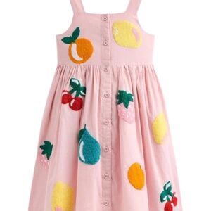Boden Remy Button Through Dress-Chalk Pink Boucle Fruit